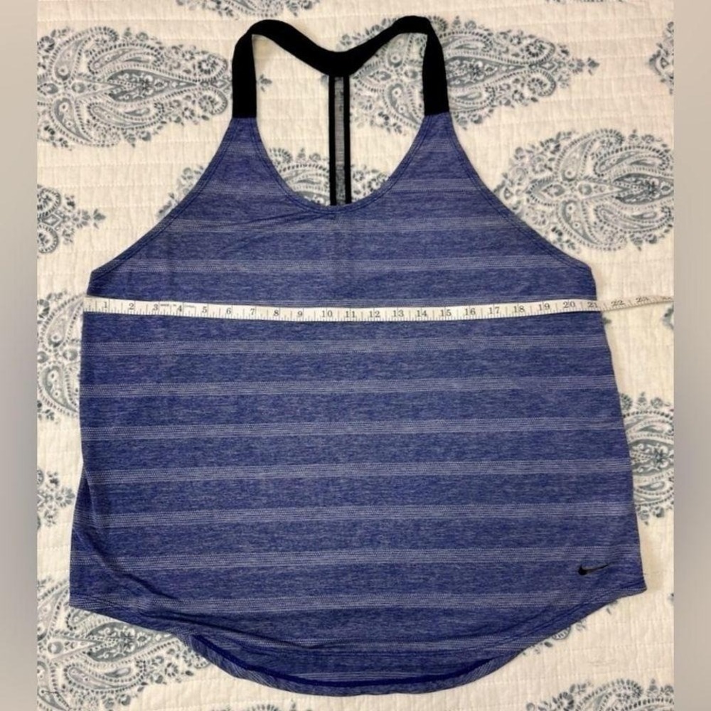 Nike Dri-FIT women's racerback tank in blue heather stripe. L - Picture 3 of 6